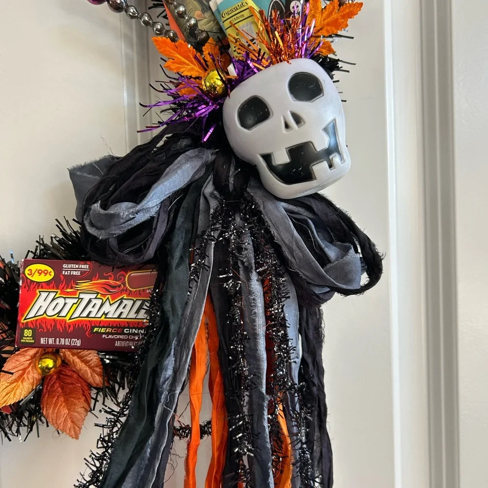 Vintage Repurposed Halloween Festive Holiday Wreath